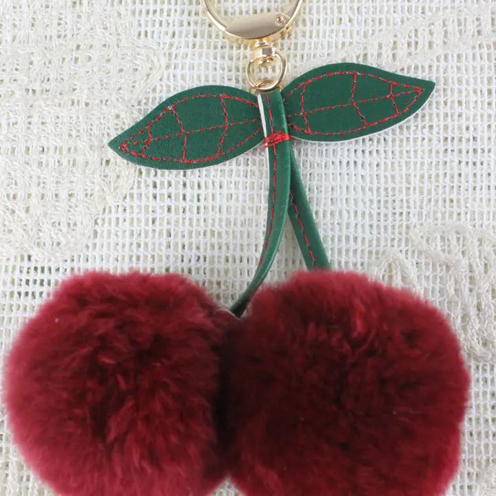 Rabbit Fur Cherry Bag Charm