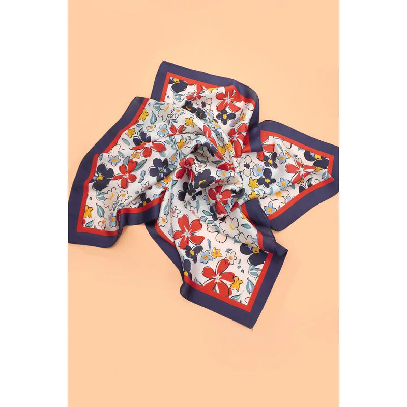 Navy Floral Print Bandana Scarf