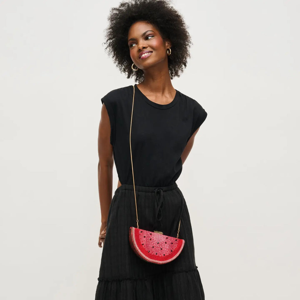 Tabitha Watermelon Crystal Evening Bag by Urban Expressions