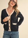 Esme Scalloped Sweater Cardigan in Black Almond