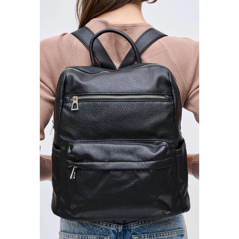 Galloway Vegan Leather Black Backpack by Urban Expressions
