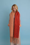 Cozy Solid Two Tone Tassel Scarf in Rust, Blue or Red