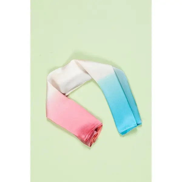 Ombre Color Print Silky Bandana Scarf