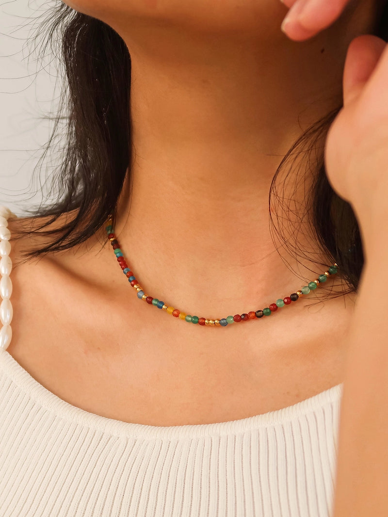 Estelle 18K Beaded Multi Color Necklace