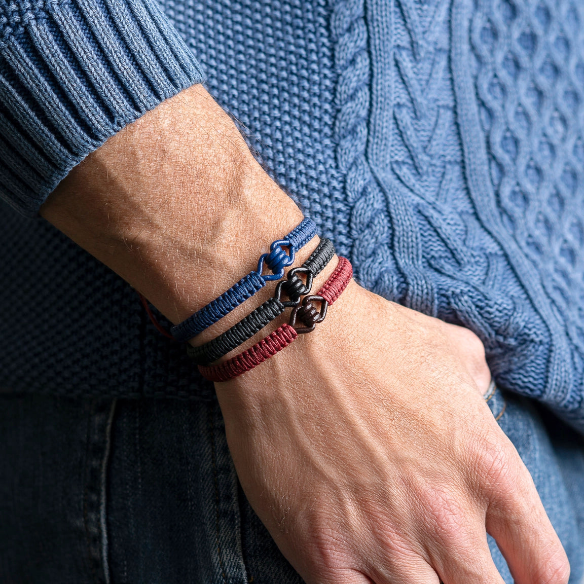 Men's Macrame and Leather Bracelet – Polka Dots Boutique