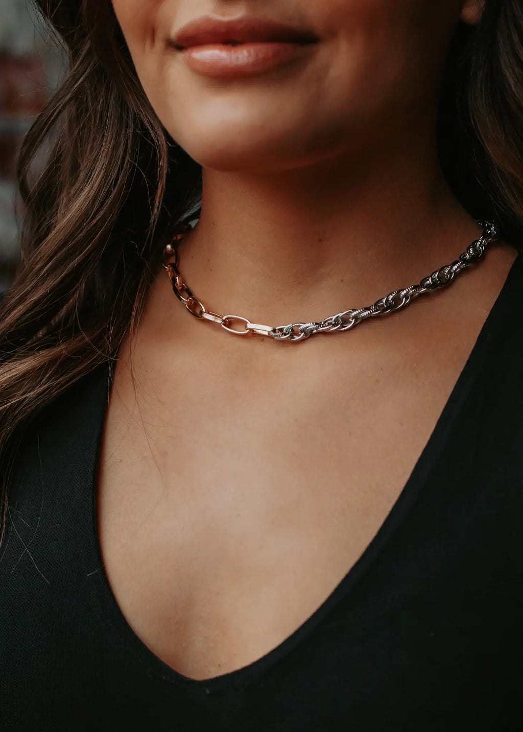 Mixed Metal Gold & Silver Chain Necklace