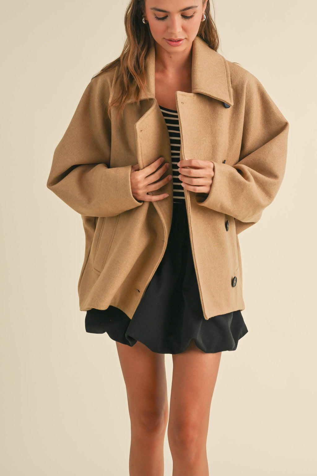 Cape Style Coat in Camel by Miou Muse