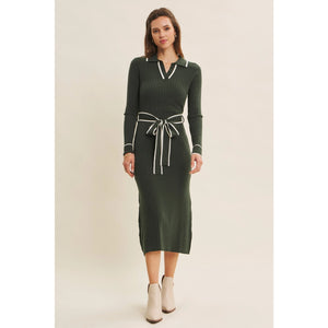 Emmy Bodycon Maxi Dress With Belt in Emerald Green