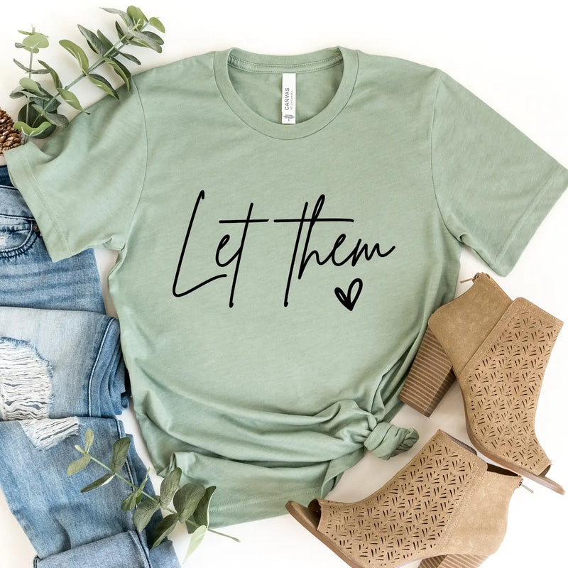 Let Them Graphic Tee in Sage Green