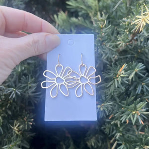 Gold Metal Flower Earrings