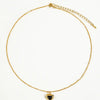 Girona 18K Gold Plated Petite Heart Necklace in Black