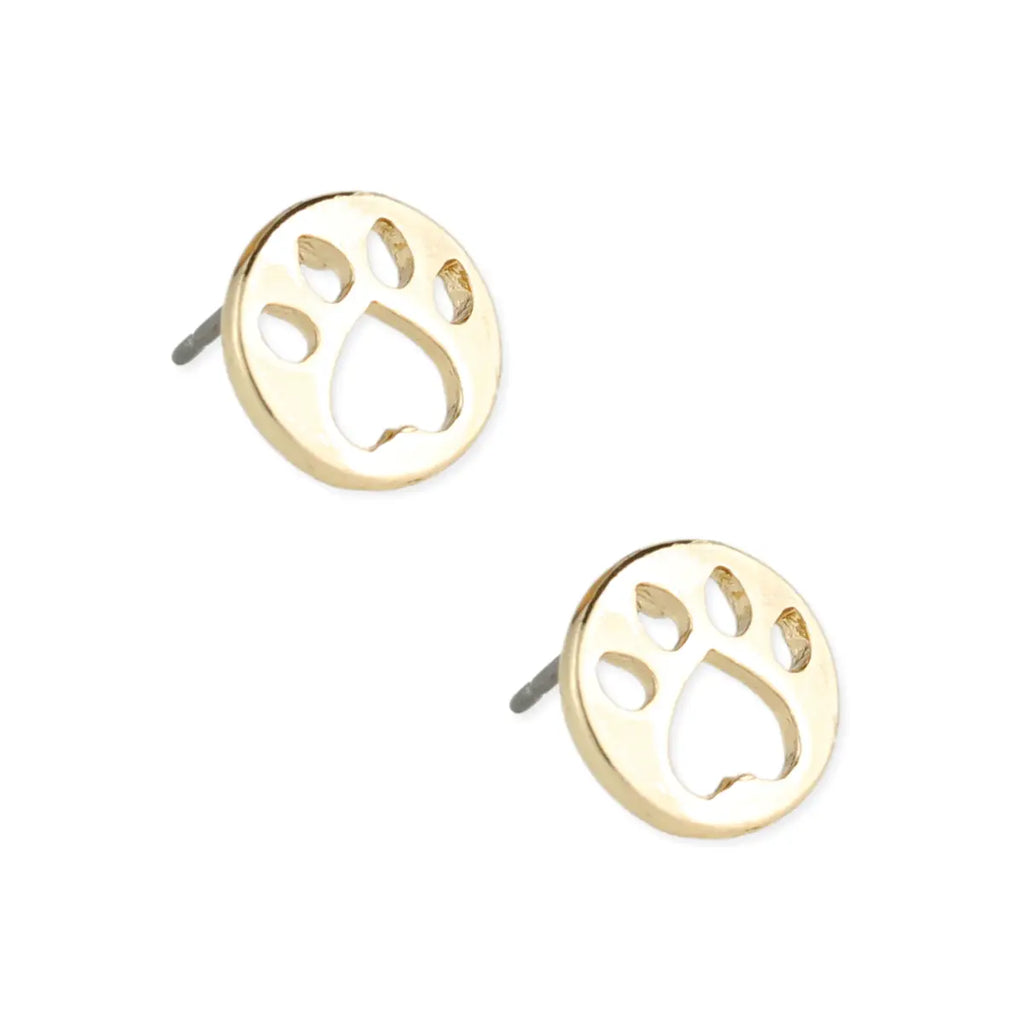 Gold Paw Post Earrings