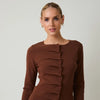 Laura Pleated Front Solid Black Blouse
