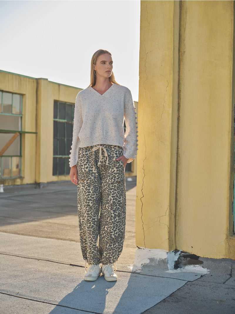 Marla Leopard Print Cotton Pull on Pant by Aaron & Amber