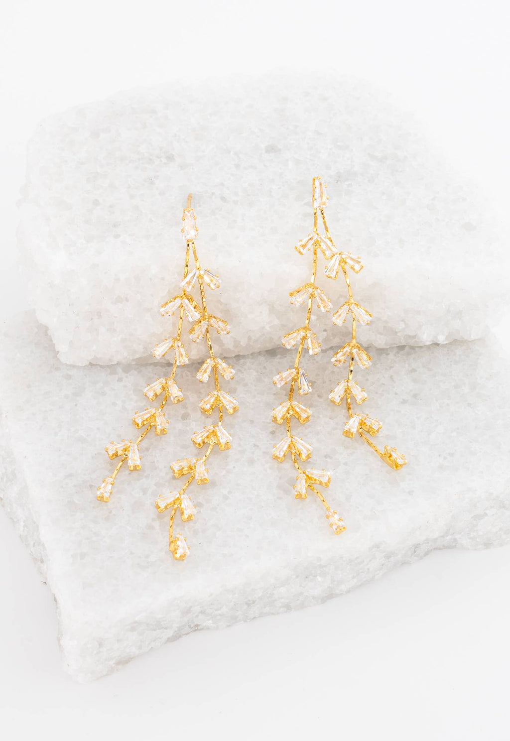 Graceful Willow Zircon and Gold Dangle Earrings by Starfish Project