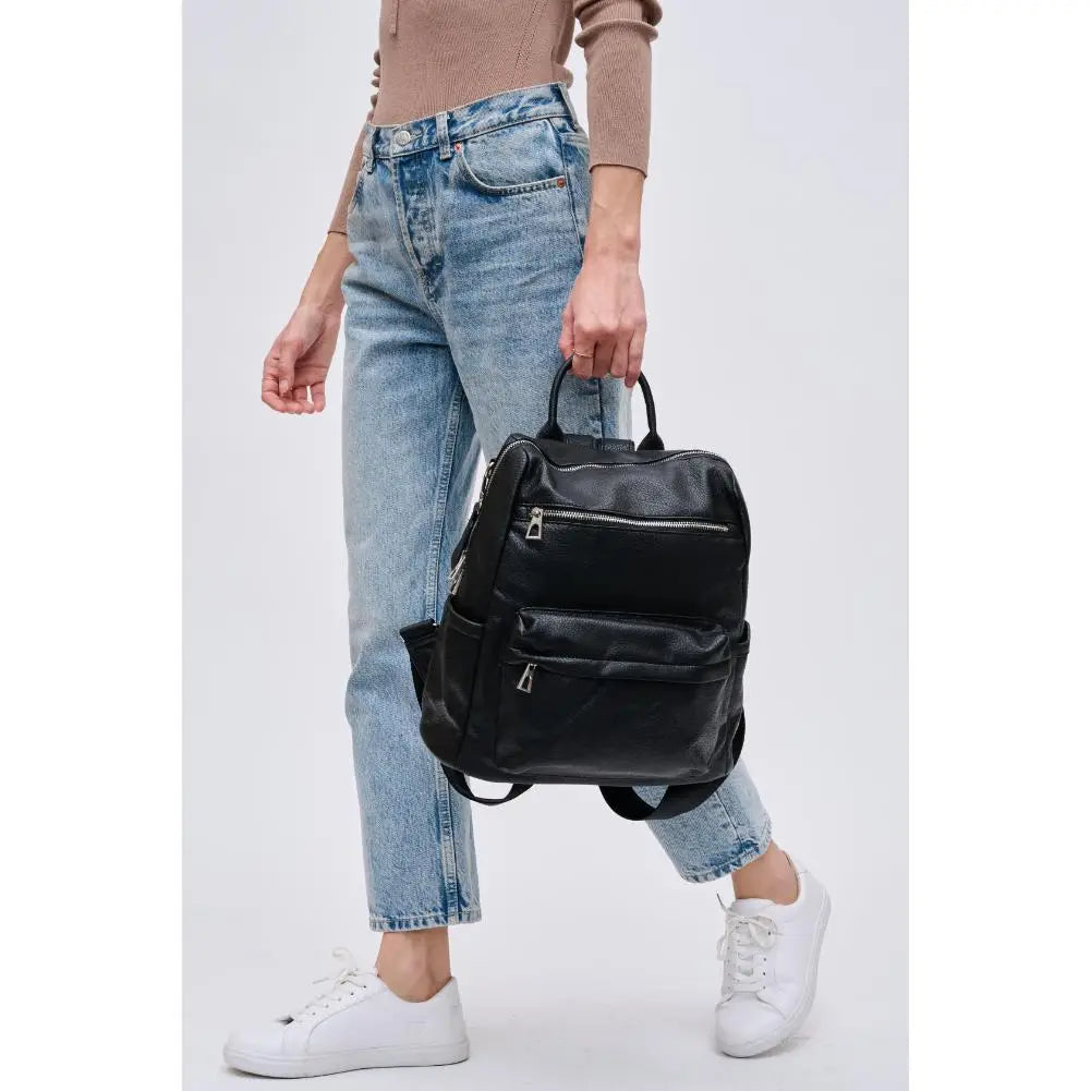 Galloway Vegan Leather Black Backpack by Urban Expressions