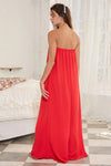 Nicolette Strapless Flowy Jumpsuit in Red by Bucketlist