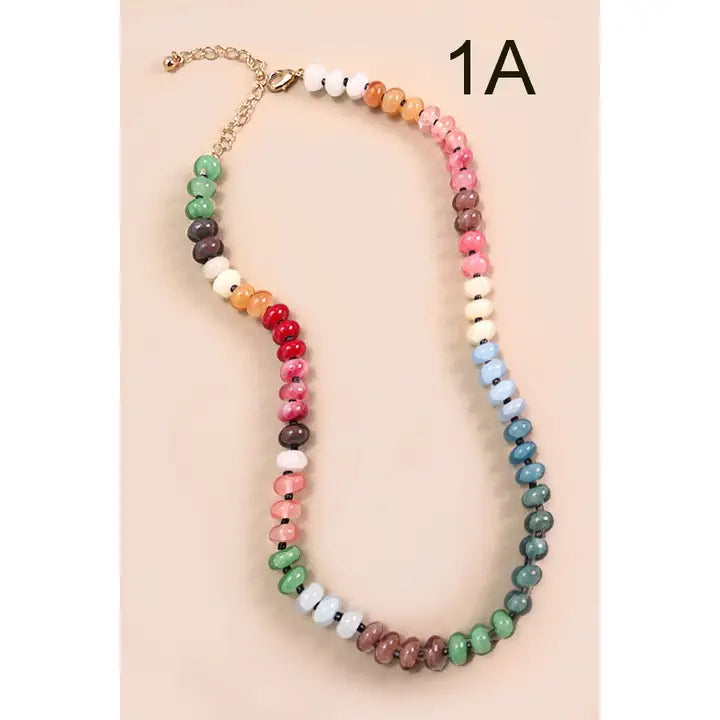 Natural Agate Beaded Necklaces