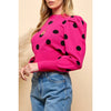 Uma Polka Dot Printed Puff Sleeve Sweater