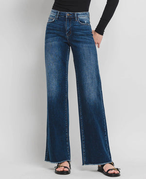 Olivia High Rise Wide Leg Dark Denim by Flying Monkey