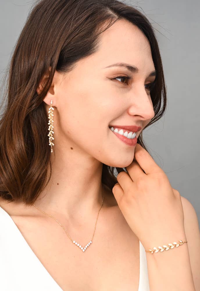 Graceful Willow Zircon and Gold Dangle Earrings by Starfish Project