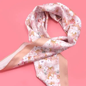 Cherry Blossom Print Silky Bandana Scarf