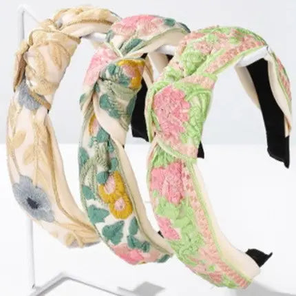 Floral Cottage Core Embroidered Headband