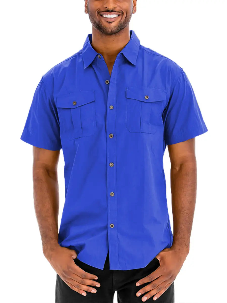 Jackson Dual Chest Pocket Button Down in Royal Blue