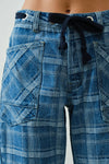 Aaron & Amber Plaid Barrel Jean With Belt
