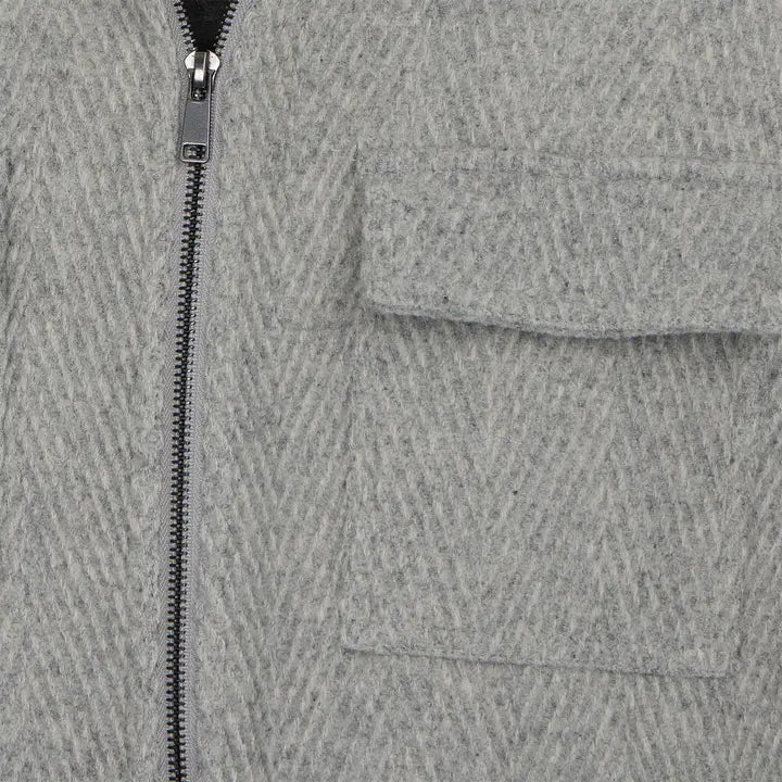 Kane Grey Textured Zip Up Wool Cargo Pocket Jacket