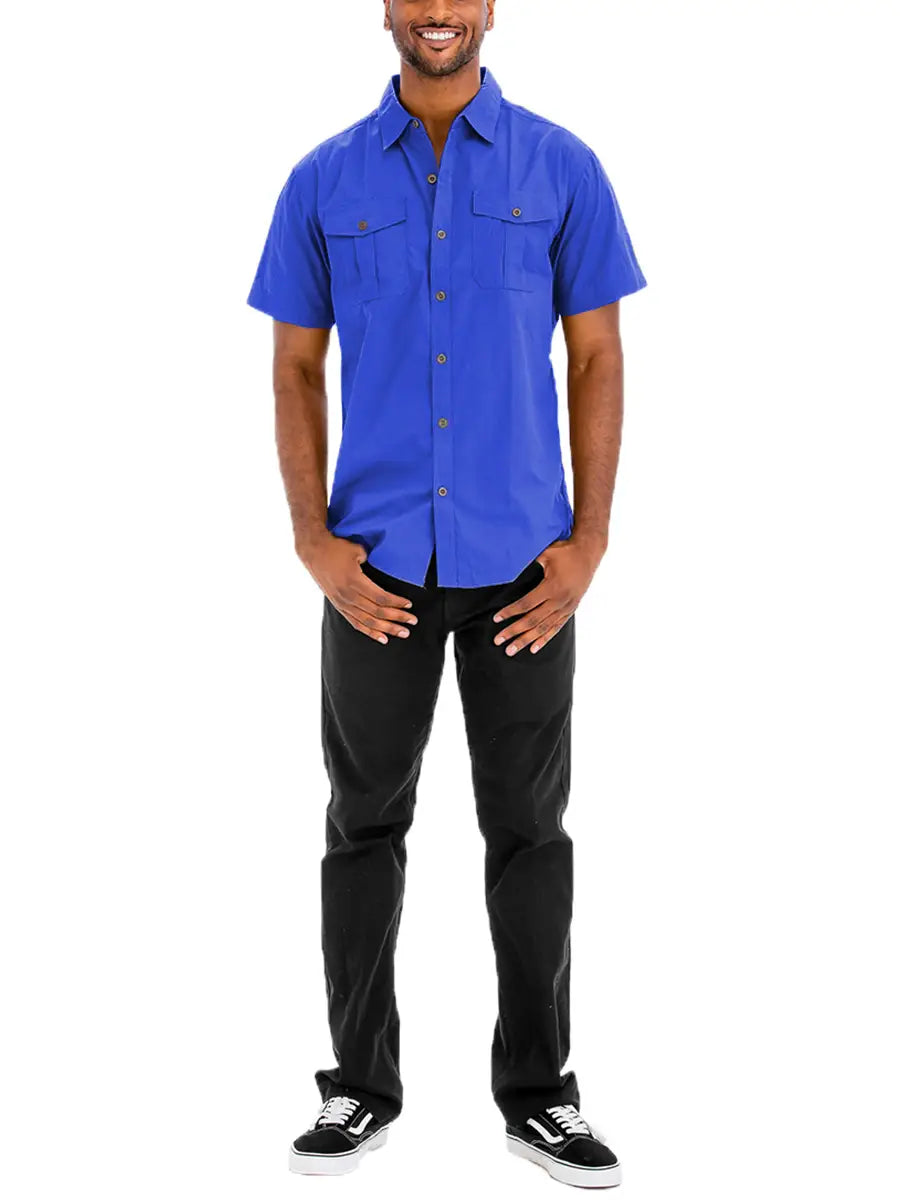 Jackson Dual Chest Pocket Button Down in Royal Blue