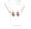 Pink Green Gemstone Cluster Earrings