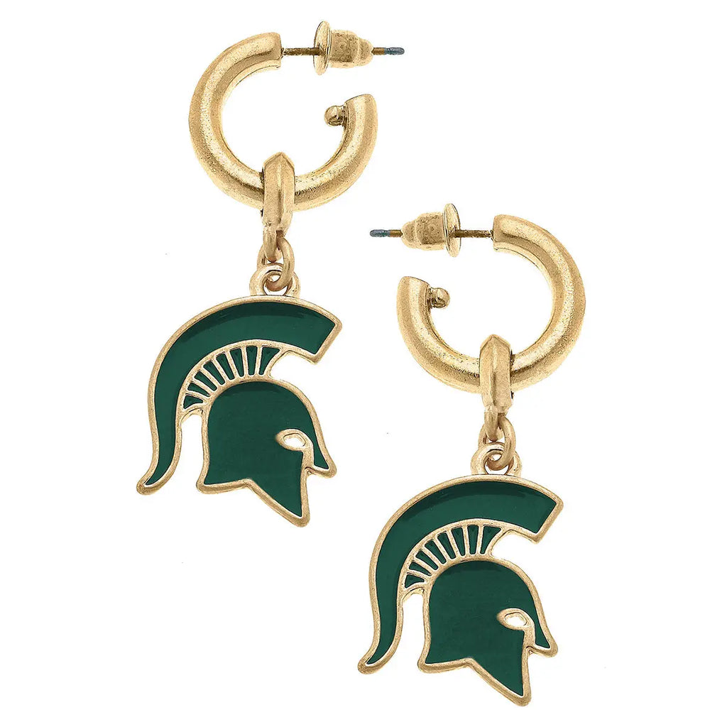 Michigan State University Spartans Enamel Drop Hoop Earrings
