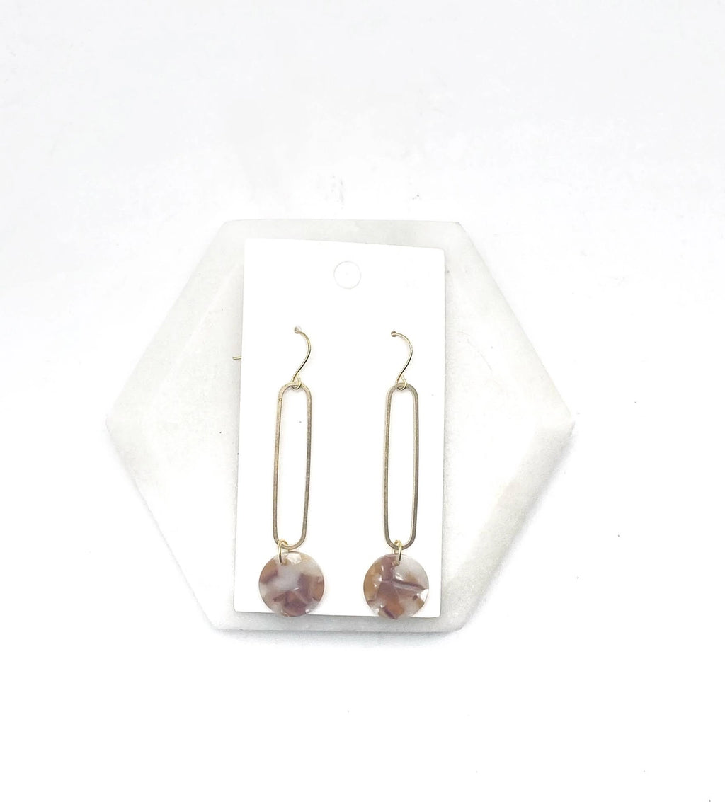 Camel Disc Minimalist Earrings