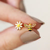 White Cascading Flower Metal Statement Earrings