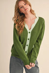 Esme Scalloped Sweater Cardigan in Moss Blue