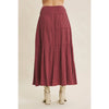 Penelope Graceful Midi Skirt With Side Slit and Bow in Raspberry Truffle