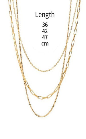 18K Stainless Steel Tarnish Free Layered Necklace in Gold