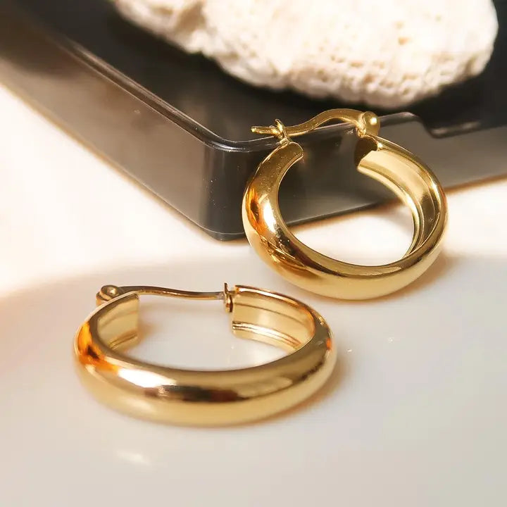 Constance 18K Non-Tarnish Classic Hoop Earring