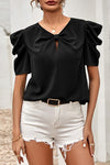 Penny Satin Short Sleeve Cuff Blouse by By Together