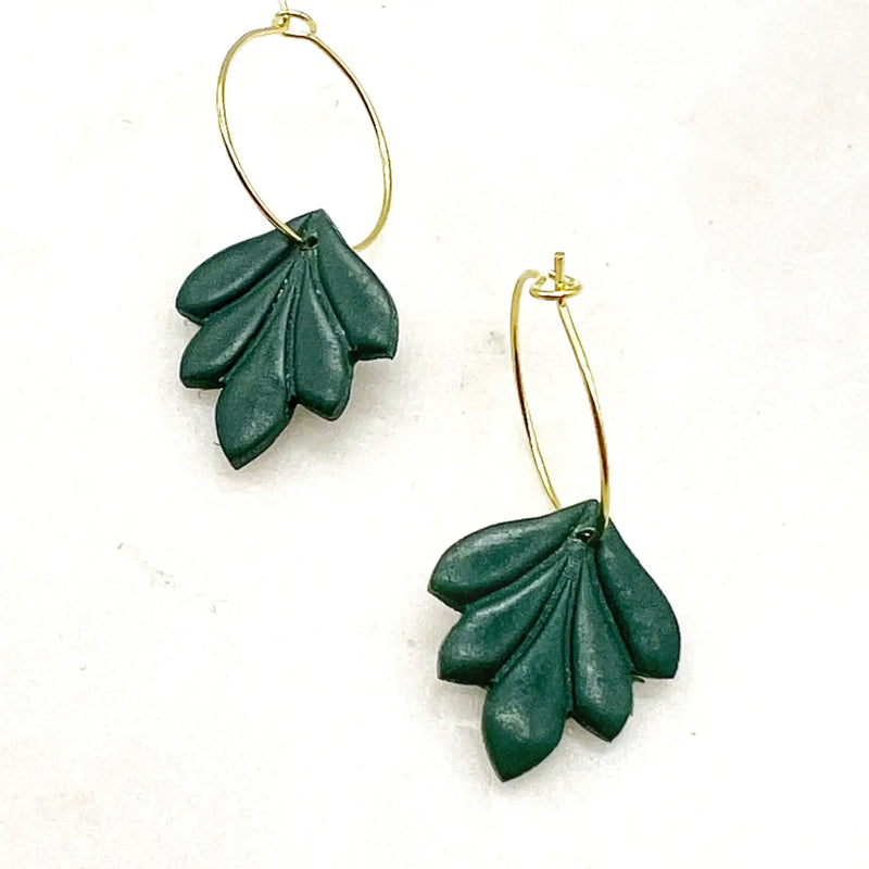 Evergreen Clay Flourish Hoop Earrings