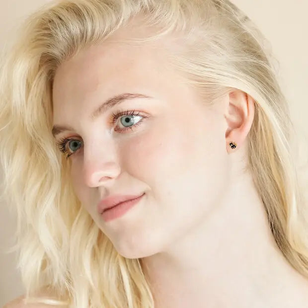 Cat and Kitten Stud Earrings in Gold