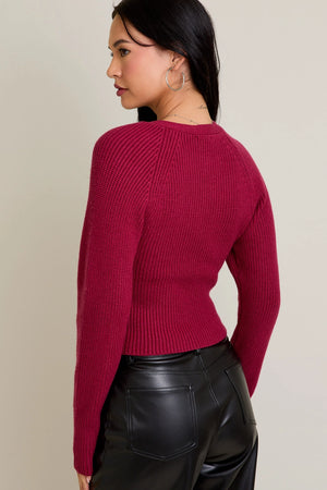 Bow Detail Berry Sweater
