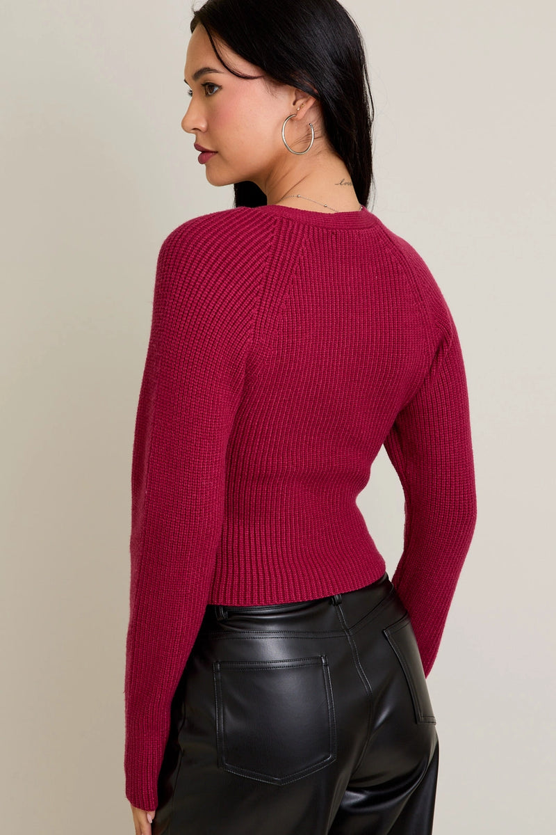 Bow Detail Berry Sweater