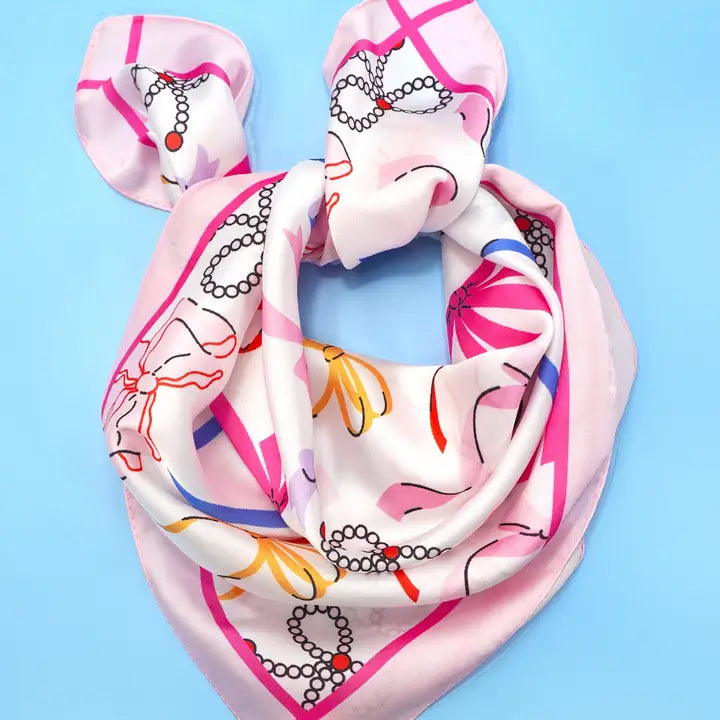 Bow Print Silky Bandana
