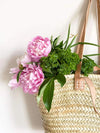 Handmade French Market Straw Bag With Leather Handles