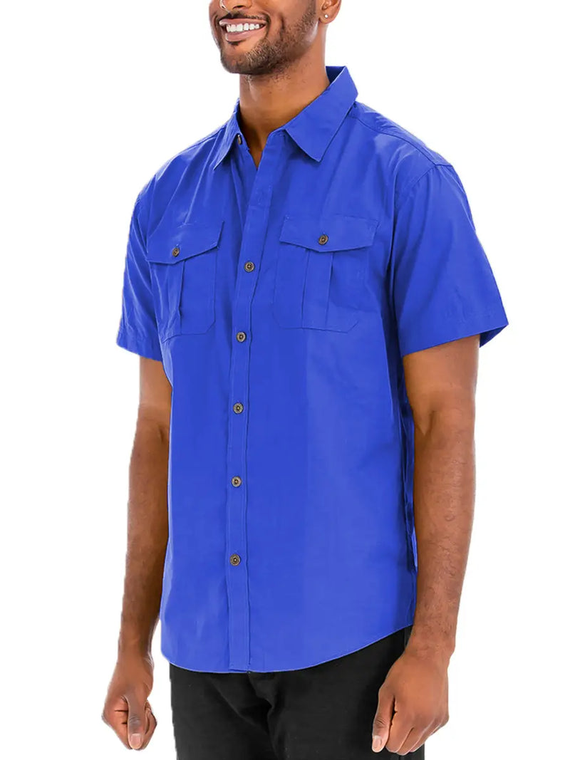 Jackson Dual Chest Pocket Button Down in Royal Blue