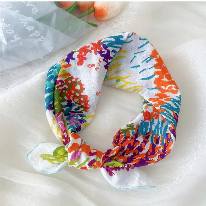 Cotton Floral Print Bandana Scarf
