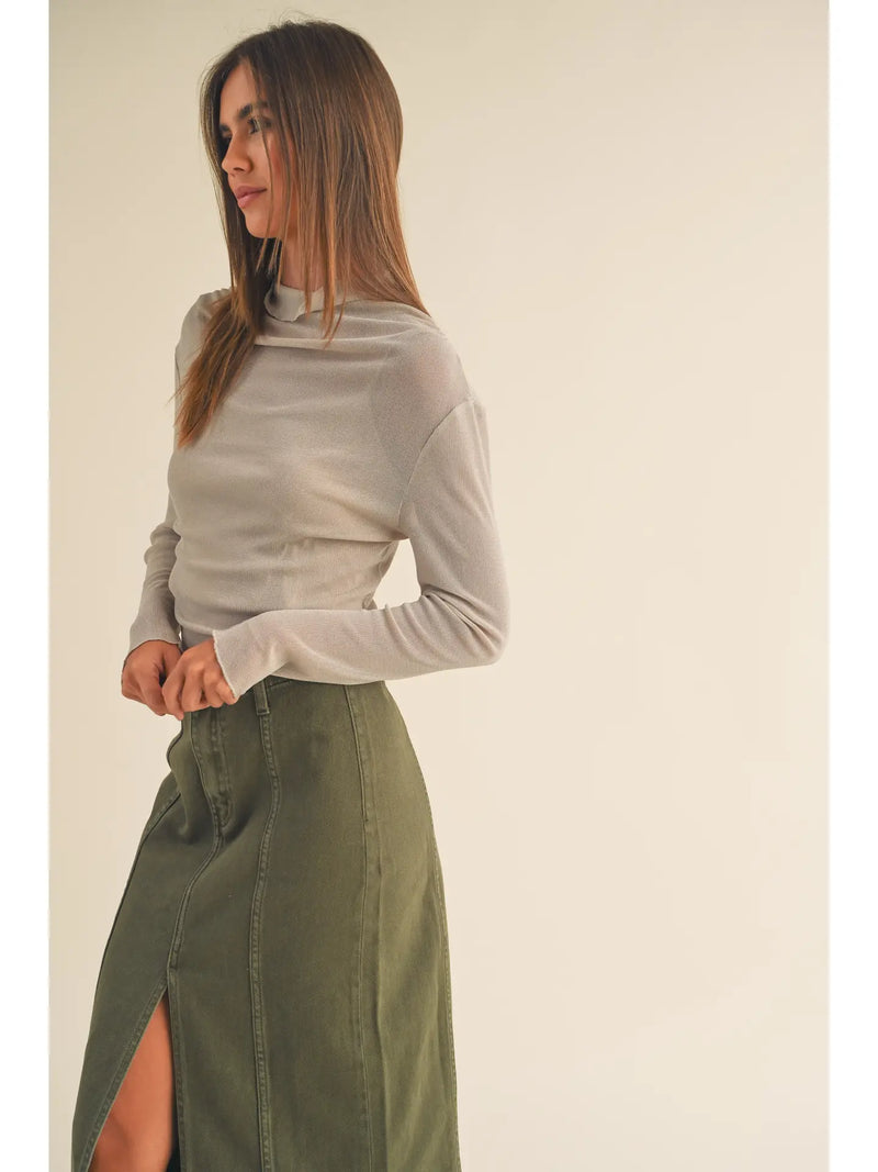 Mesh and Sparkle Long Sleeve Top by Miou Muse