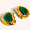 Mei 18K Non-Tarnish Green Stone Stud Earrings